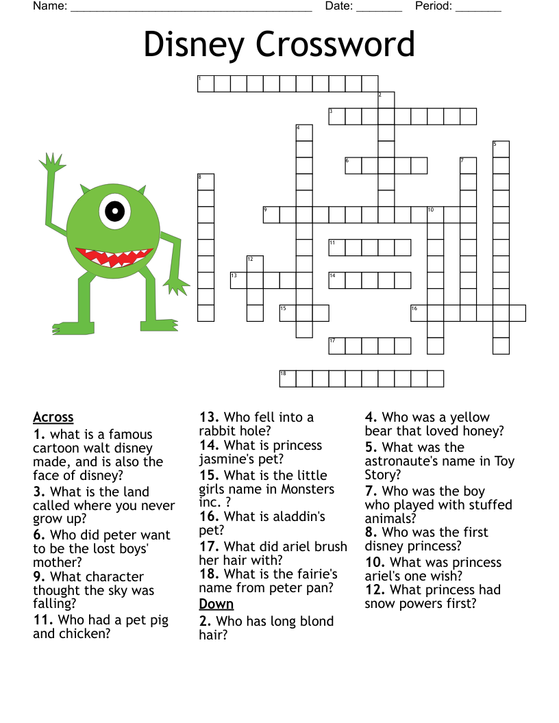 Images wordmint p Disney crossword 945619 png