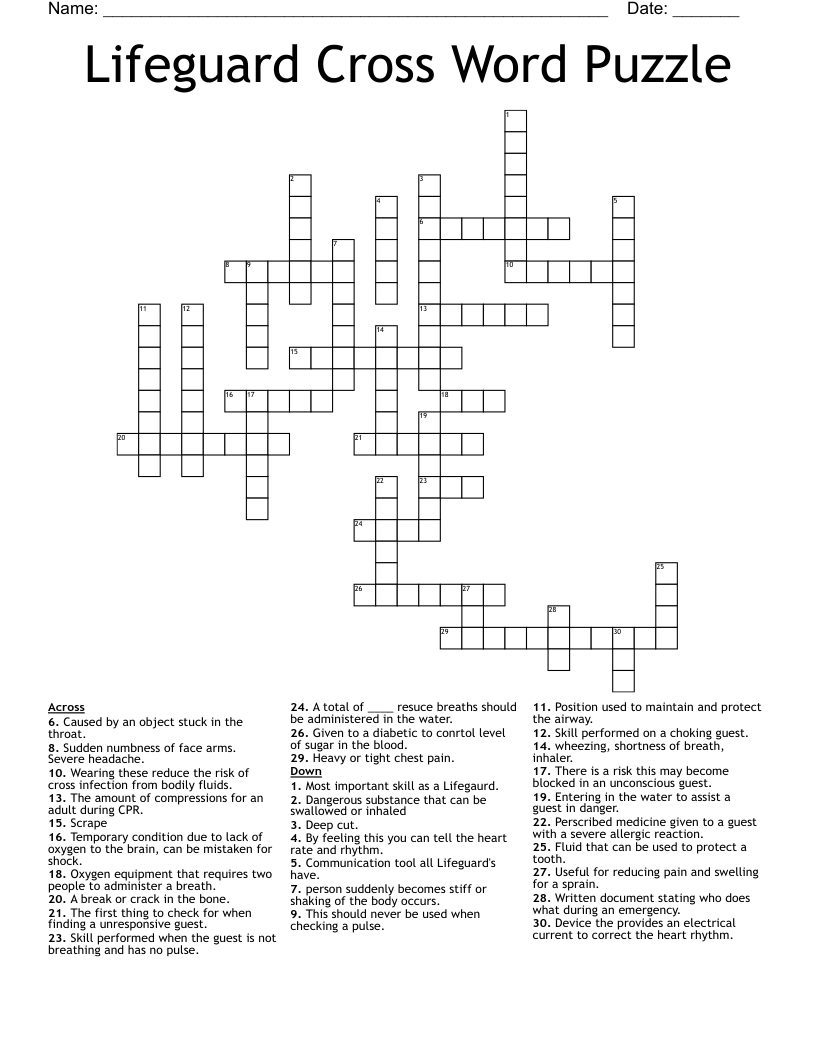 Images wordmint p Lifeguard Cross Word Puzzle Images wordmint p Lifeguard Cross Word Puzzle