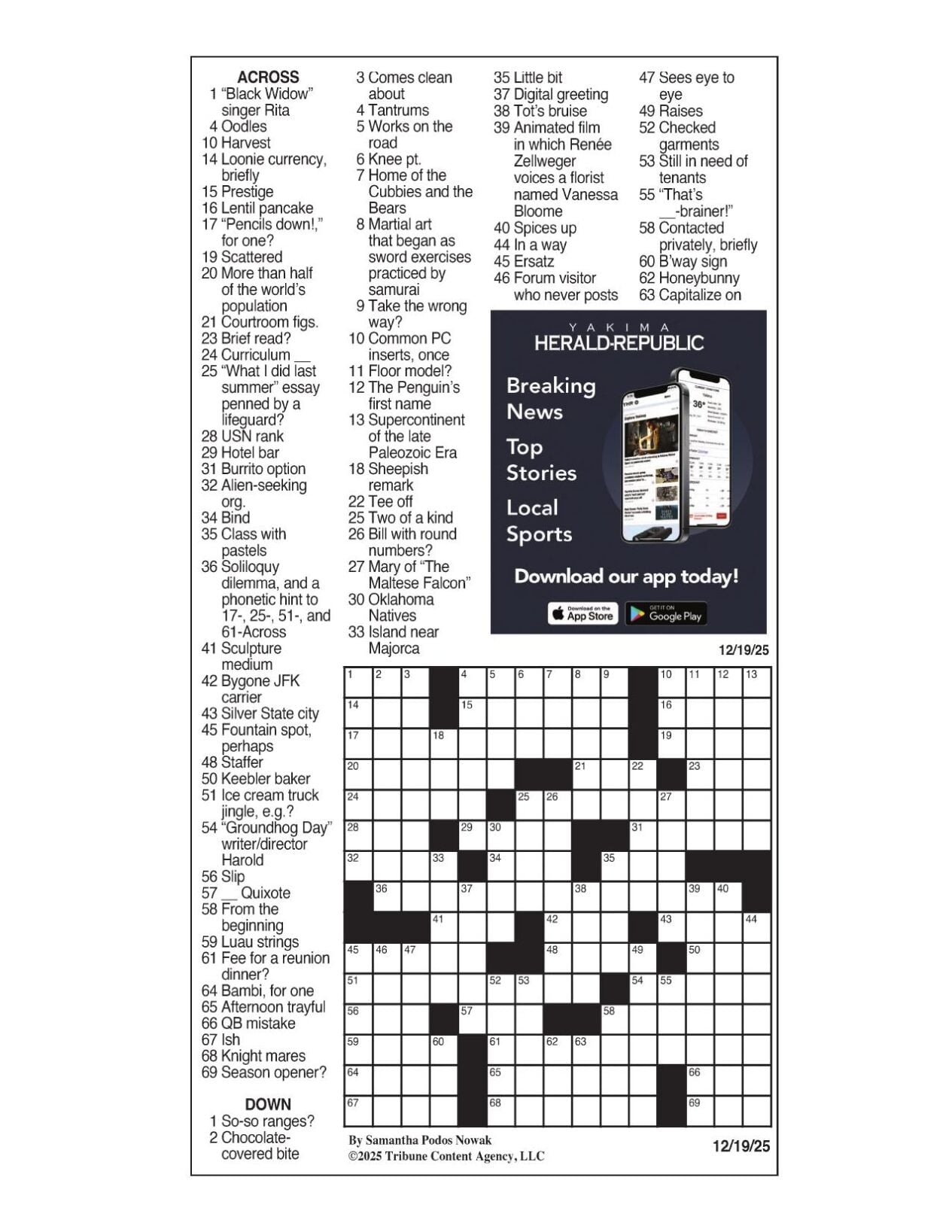 LA Times Crossword Dec 19 2025 Crosswords Yakimaherald