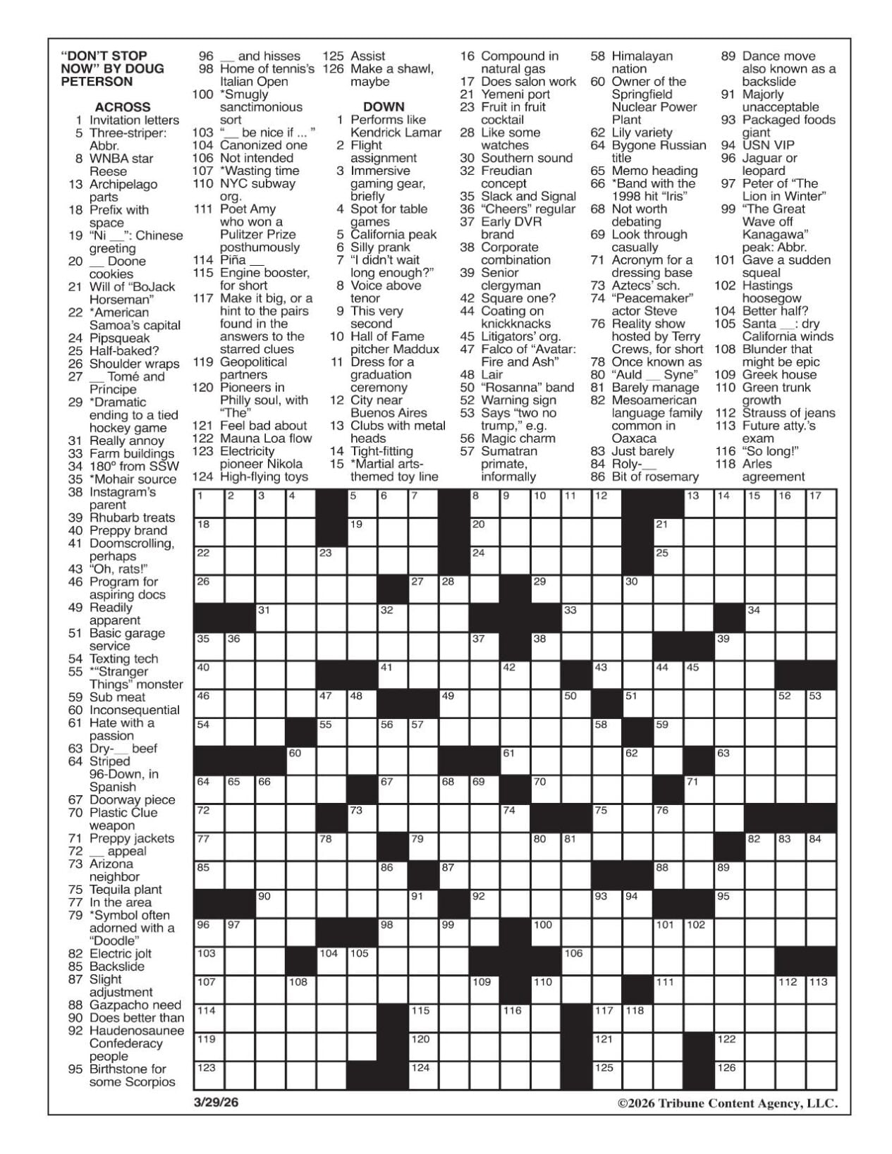 LA Times Crossword March 29 2026 Crosswords Yakimaherald