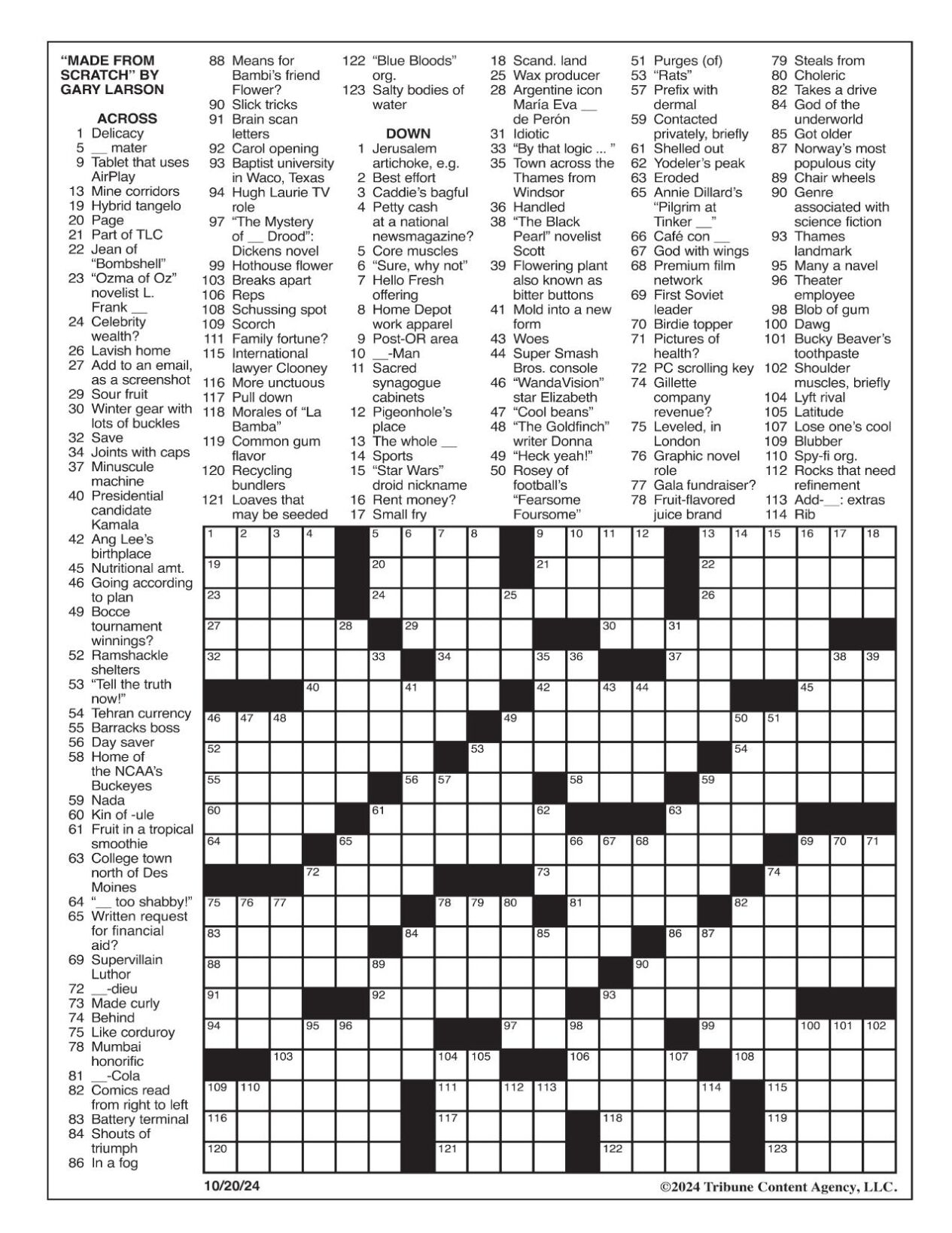 LA Times Crossword Oct 20 2024 Crosswords Yakimaherald LA Times Crossword Oct 20 2024 Crosswords Yakimaherald