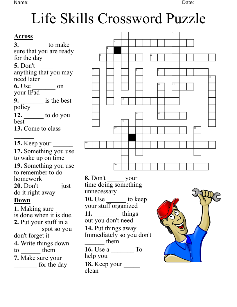 Life Skills Worksheet WordMint