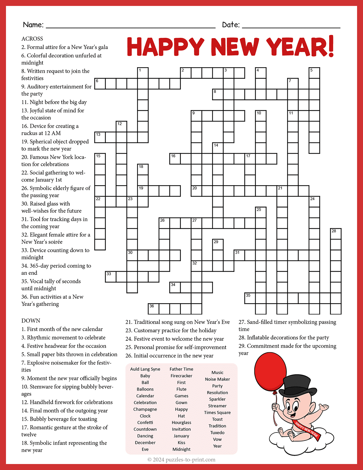New Years Crossword
