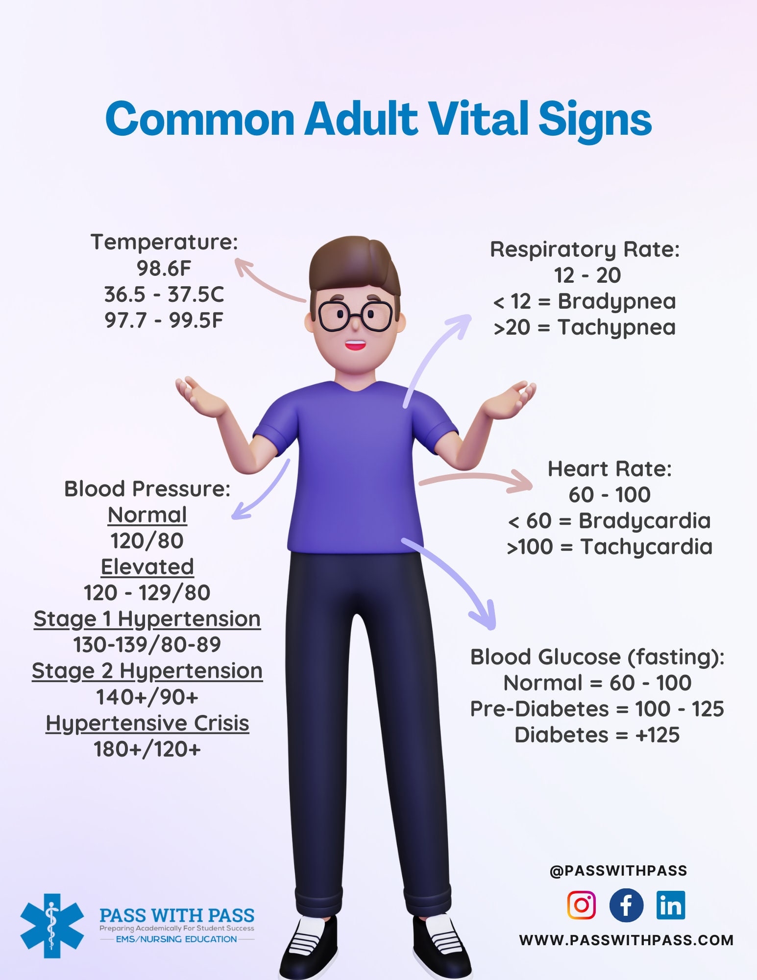 Normal Vital Signs Chart Etsy Denmark