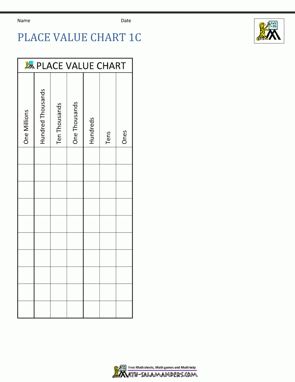 place value chart decimals printable free place value chart decimals printable free