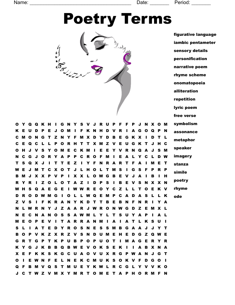 Poetic Forms Crossword WordMint