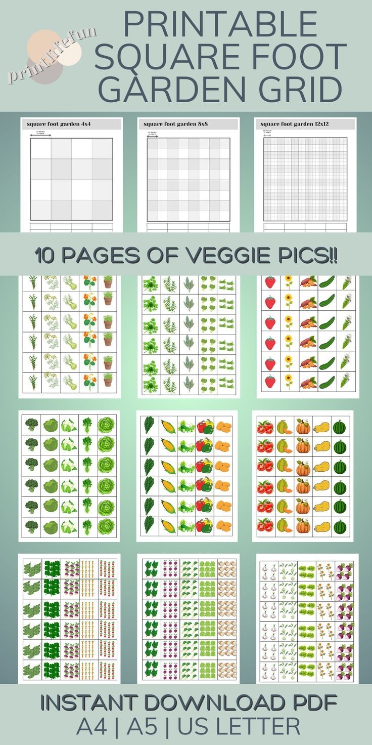 printable square foot gardening spacing chart