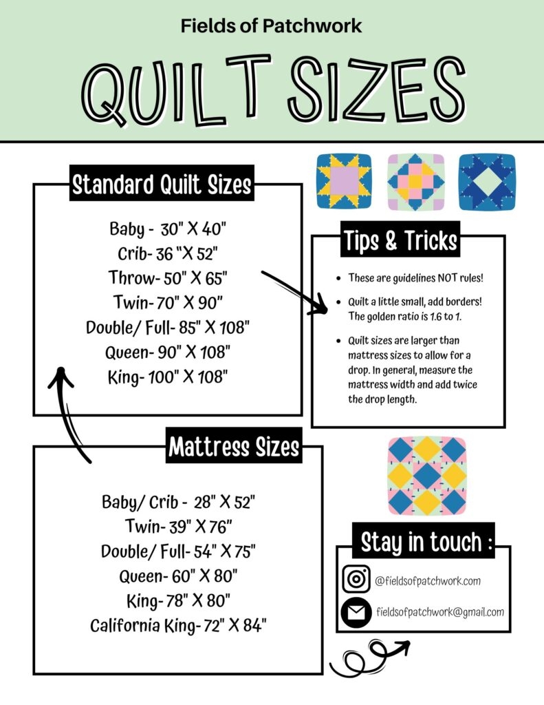 Quilt Sizes Hurry Grab Your Free Printable Fields Of Patchwork