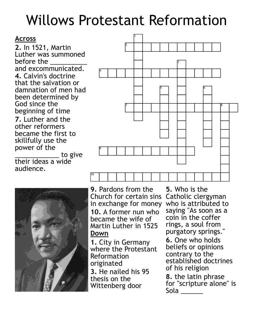 Reformation Crossword WordMint Reformation Crossword WordMint