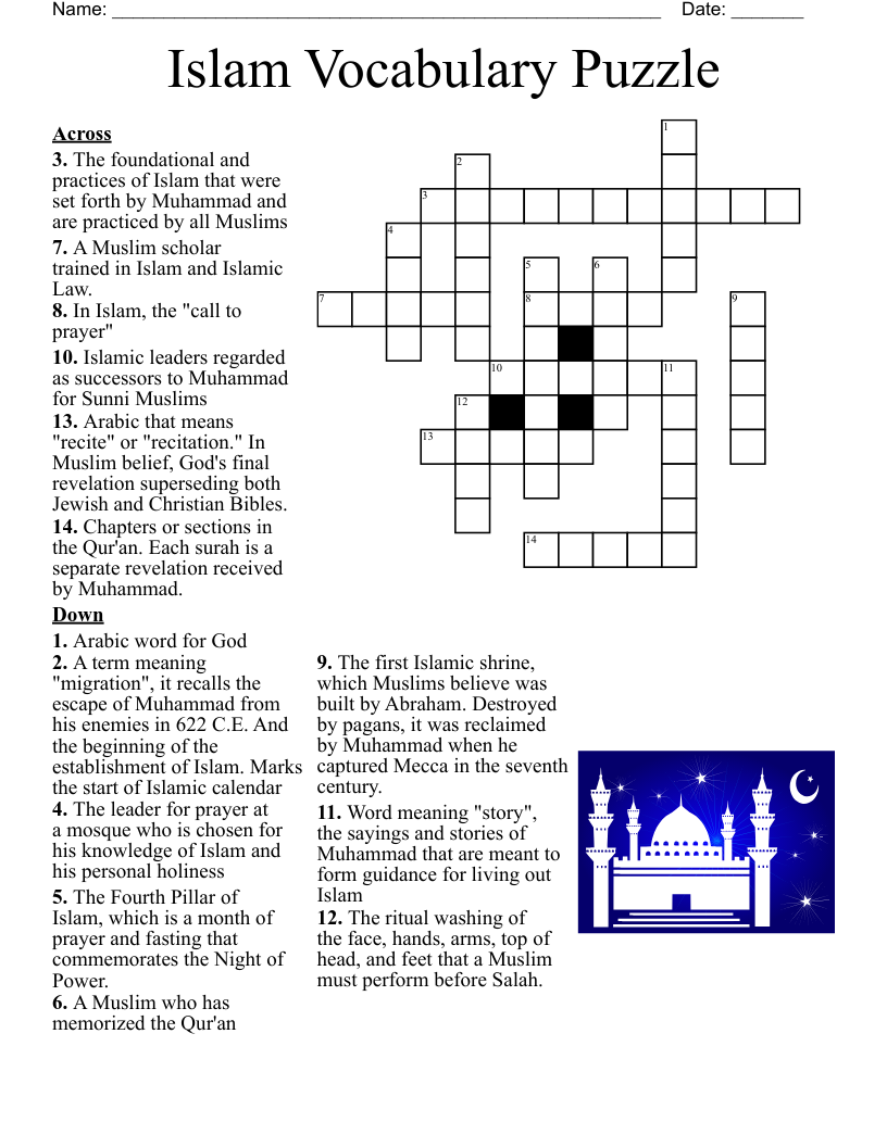 Religions Of SWA Crossword WordMint