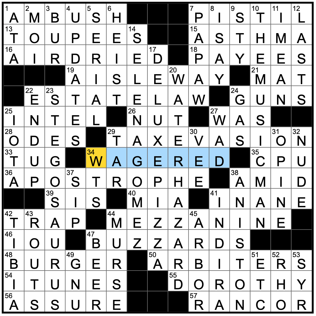 Rex Parker Does The NYT Crossword Puzzle Colorado s Official State Dinosaur FRI 8 2 2019 Locks That Might Not Be Totally Secure Ones Flying In Circles Zymurgist s Interest