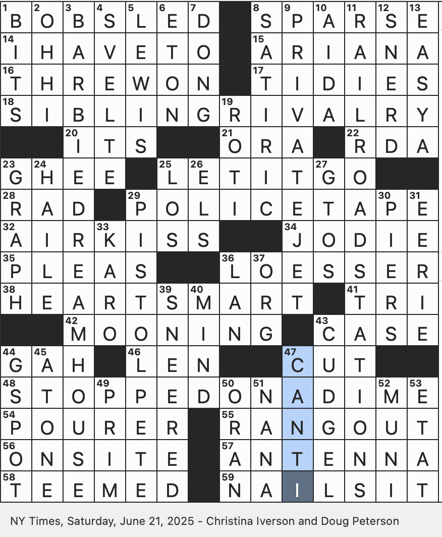 Rex Parker Does The NYT Crossword Puzzle Crib For A Doll SAT 6 21 25 Ritorna Vincitor Singer Port WSW Of Algiers Name In The Baking Aisle Old fashioned Club