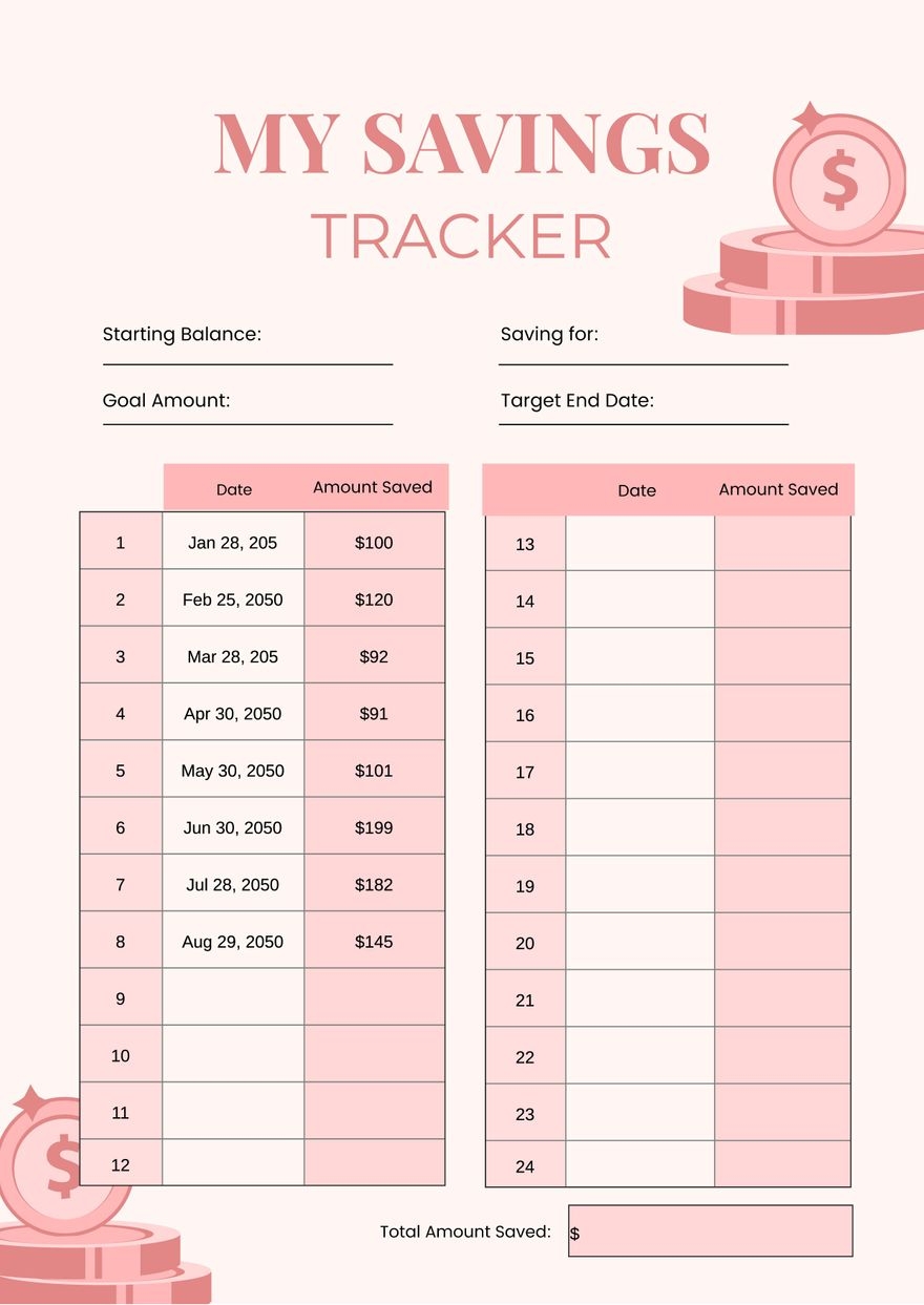 printable savings chart