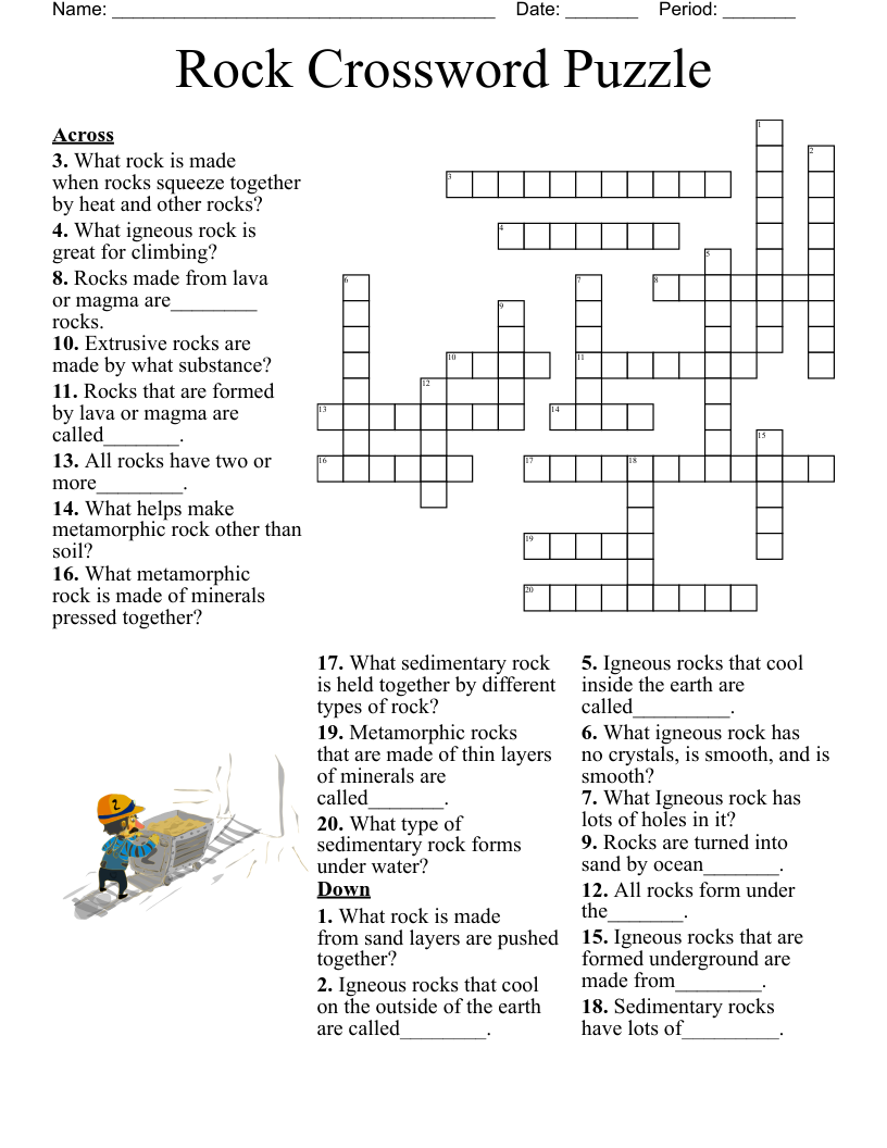 Sedimentary Rocks Crossword WordMint Sedimentary Rocks Crossword WordMint