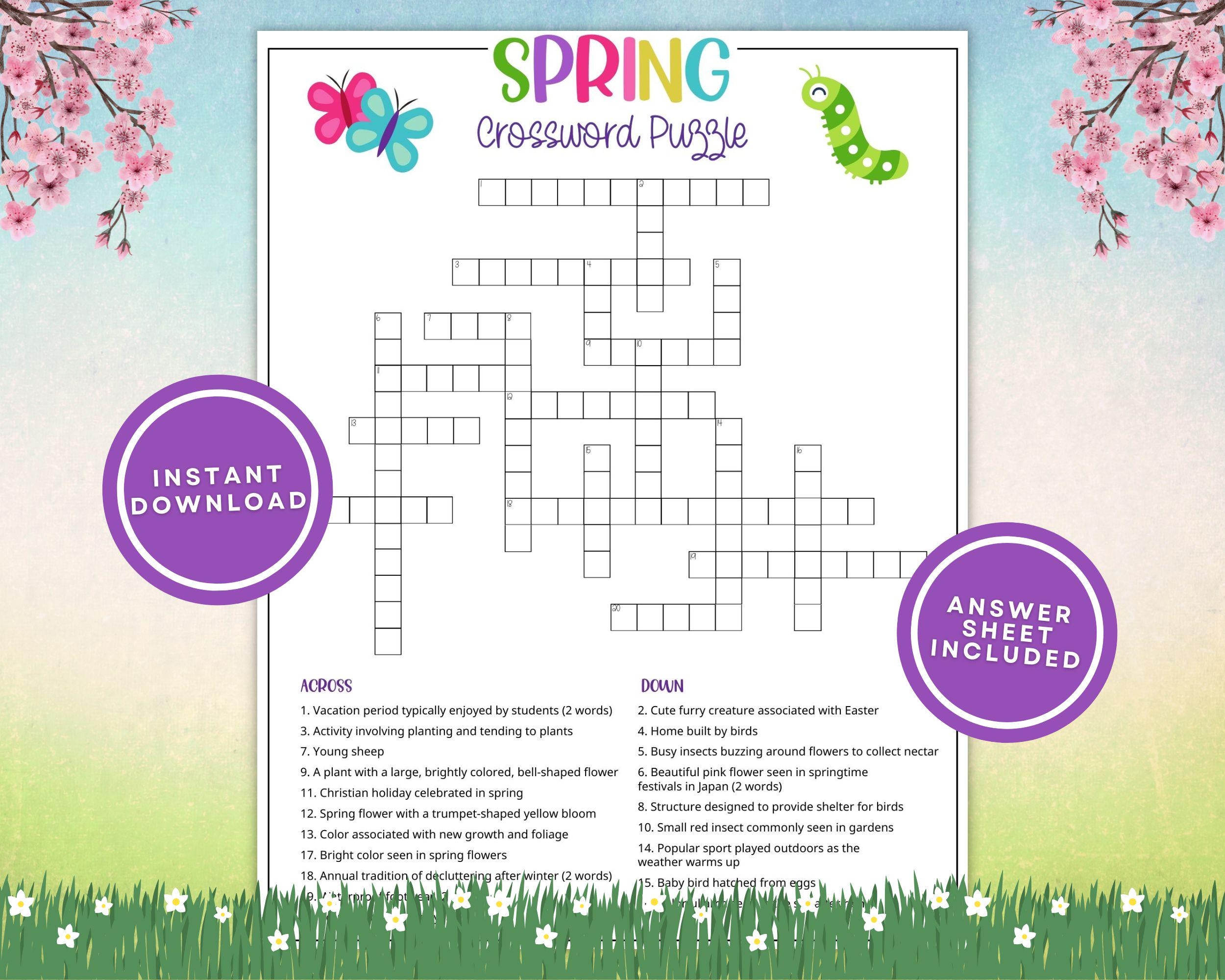 Spring Crossword Etsy