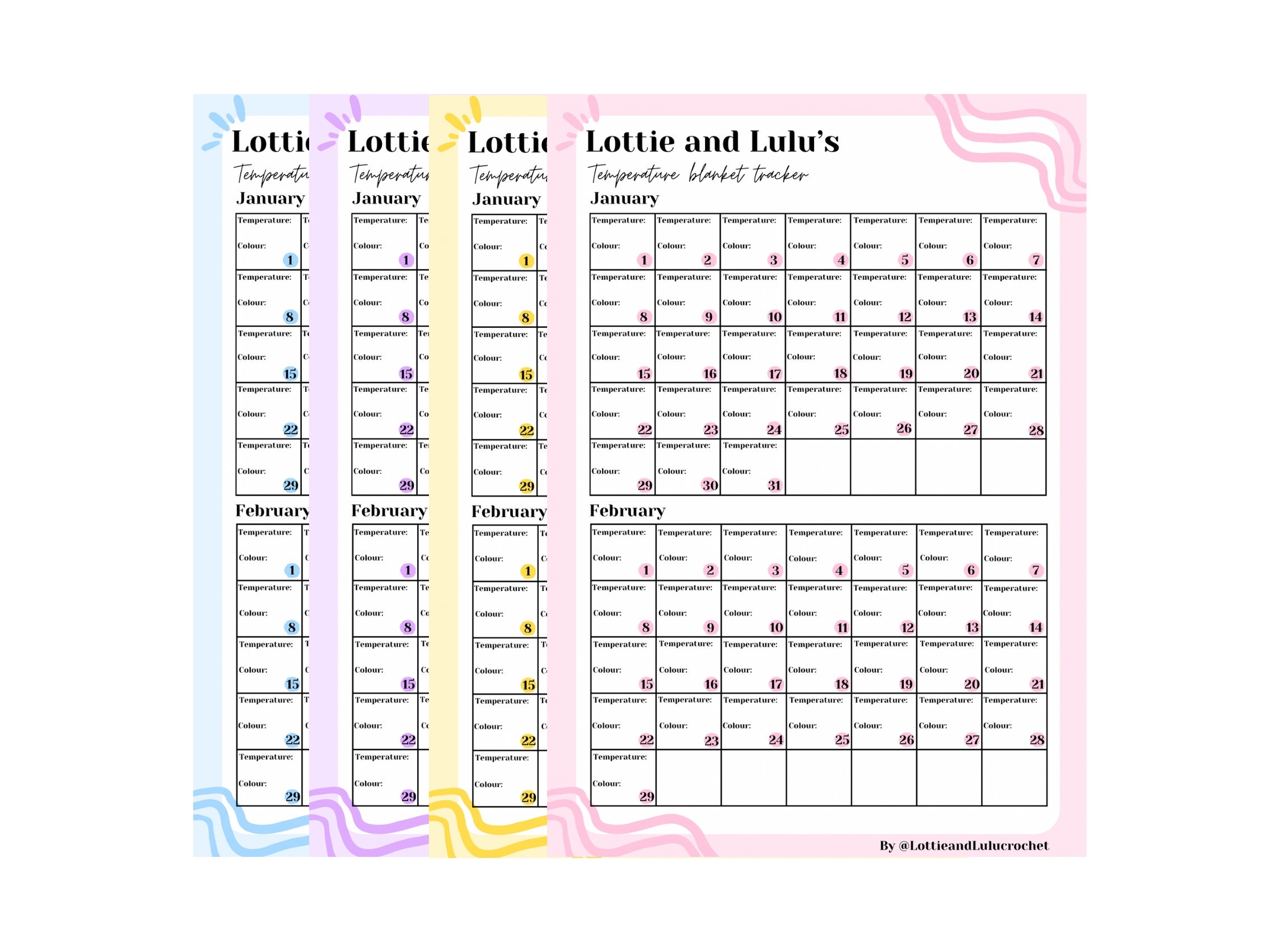 Temperature Blanket Tracker Printable Temperature Tracker For Crochet Temperature Blanket Knit Temperature Blanket Record Digital Download Etsy