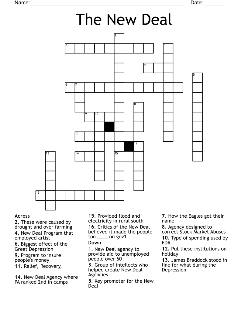 The New Deal Crossword WordMint