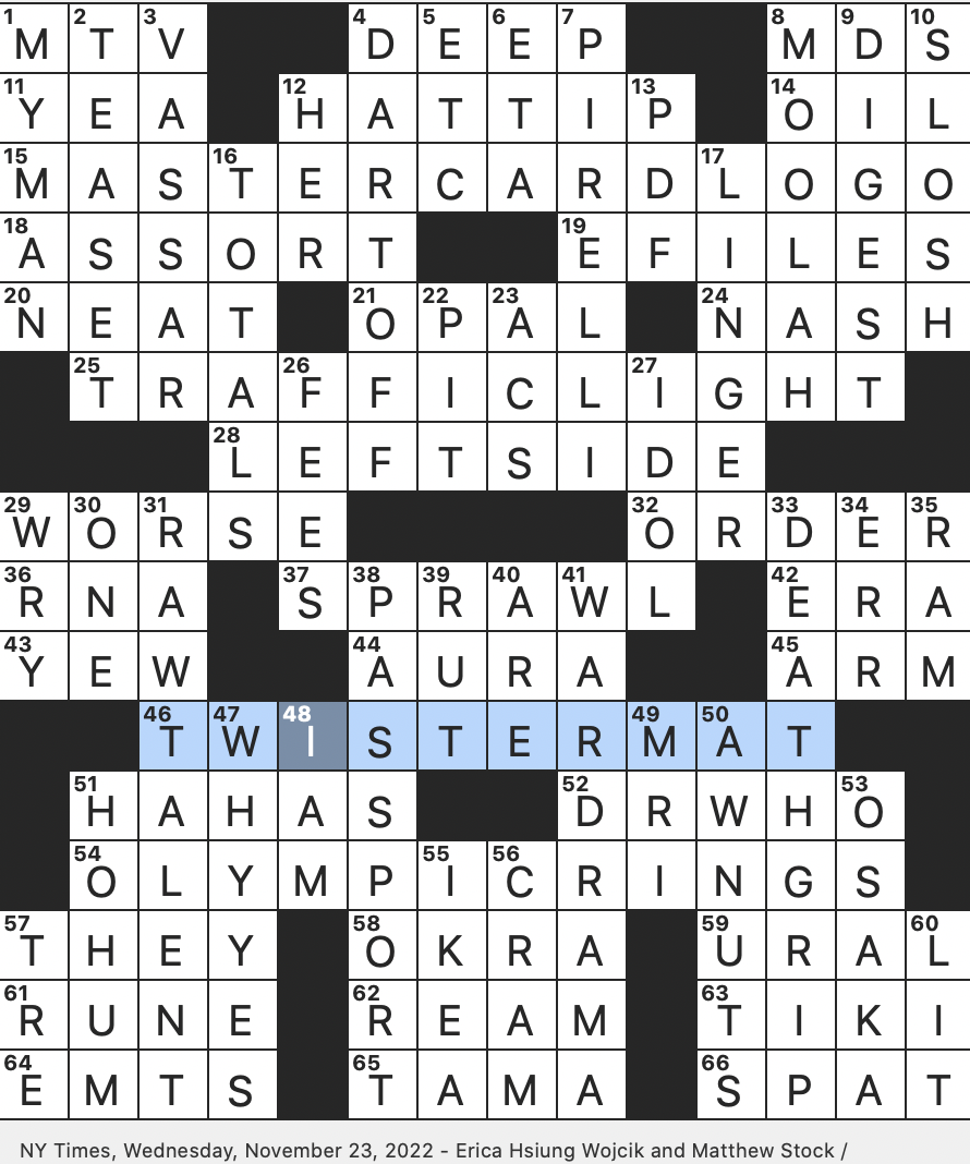 TV s Grey And House For Short WED 11 23 22 TV Series With A Time Lord Informally Test Taken In A Tube In Brief Rex Parker Does The NYT Crossword Puzzle