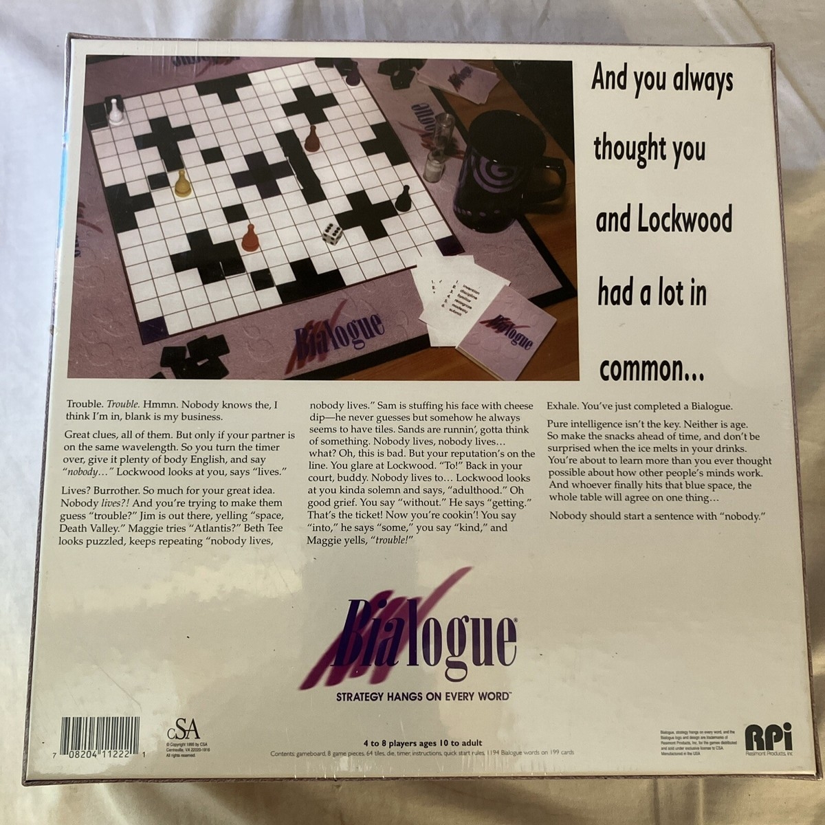 Vintage 1995 Bialogue Board Game Team Word Strategy RPI Games Factory For Sale Online EBay